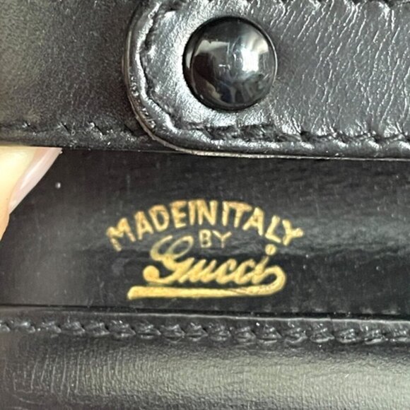 Vintage Gucci Black Leather Convertible Shoulder Bag / Clutch - Medium 🇮🇹 - Picture 8 of 11